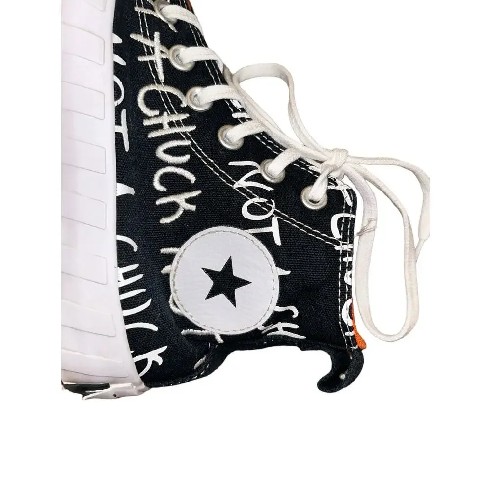 Converse Men's Black Not A Chuck Graffiti Sneakers Size 5 Preowned‎